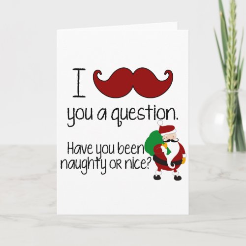 Christmas Mustache Santa Naughty Nice Holiday Card