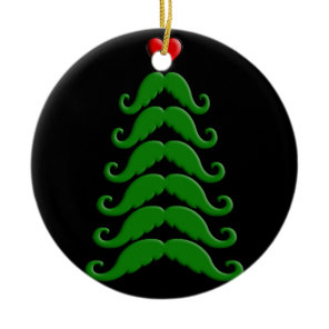 Christmas Mustache Tree Ceramic Ornament