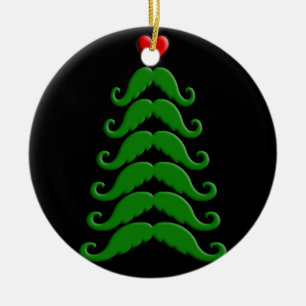 Christmas Mustache Tree Ceramic Ornament