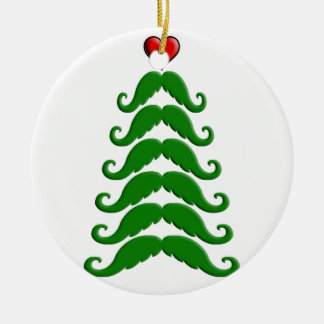 Christmas Mustache Tree Ceramic Ornament