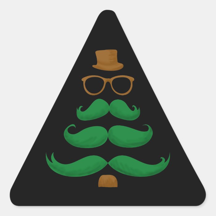 Christmas Mustache Tree Triangle Sticker