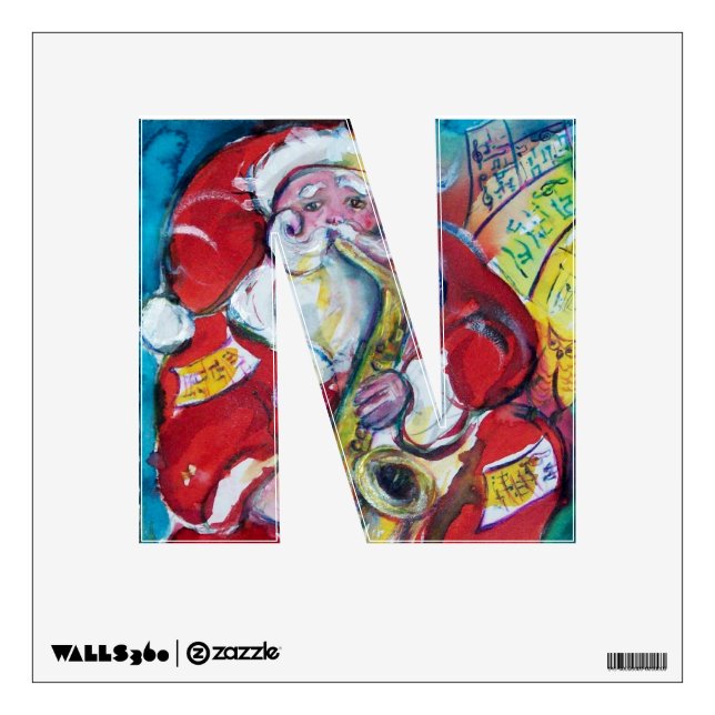 CHRISTMAS N LETTER /SANTA AND SAX, CHRISTMAS PARTY WALL DECAL (Front)
