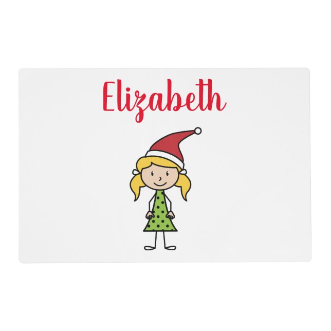 Christmas Name Kids Girl Character Custom Placemat (Front)