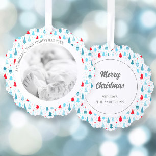 Christmas Name Photo Tree Colorful Ornament Card