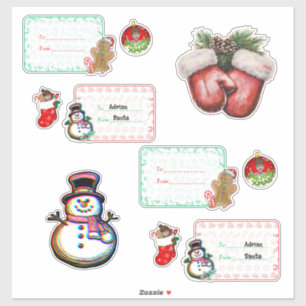 Christmas name tags sticker