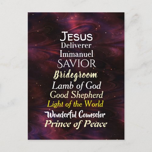 Christmas Names of Jesus Holiday Postcard