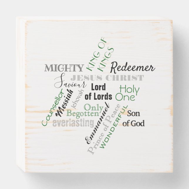 Christmas Names of Jesus Wood Box Sign (Front Horizontal)