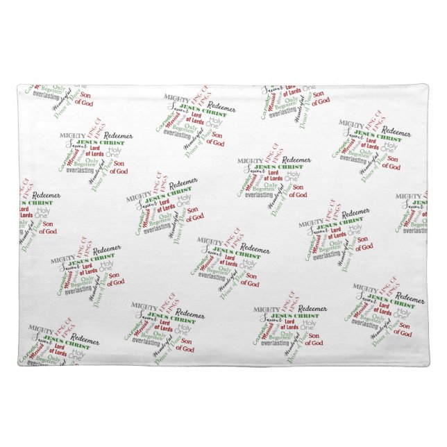 Christmas Names of Jesus Word Star Cloth Placemat (Front)