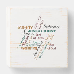 Christmas Names of Jesus Word Star Wood Box Sign