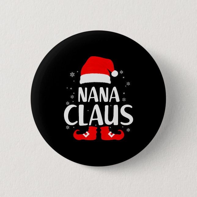 Christmas Nana Claus Leopard Family Matching Pajam Button (Front)