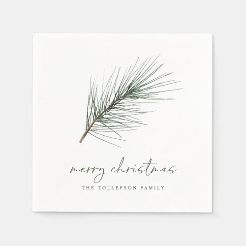 Christmas Napkins Holiday Simple Evergreen Branch