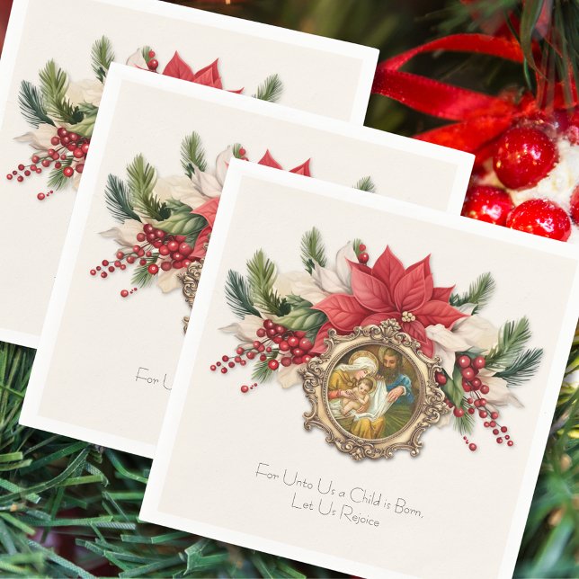 Christmas Napkins: Nativity of Jesus Poinsettias  Napkins (Creator Uploaded)