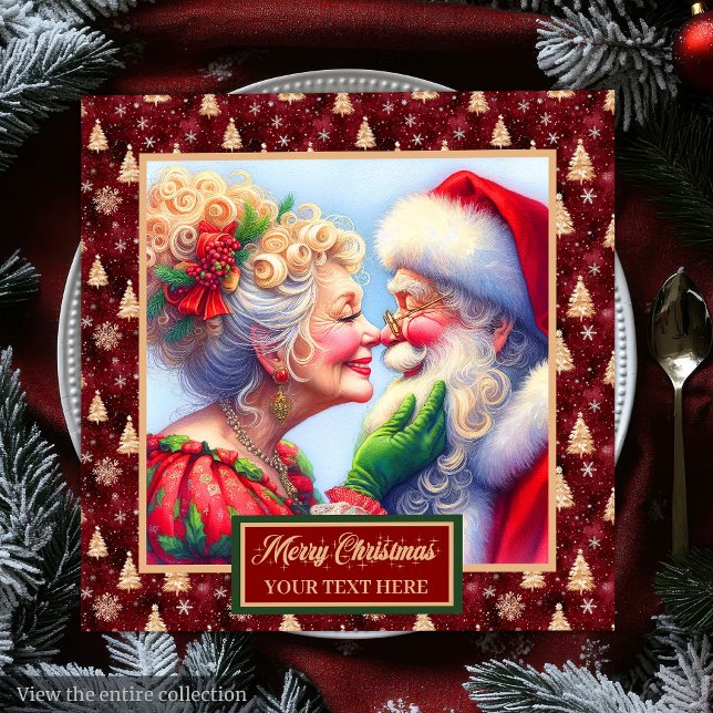 Christmas Napkins Red Gold Green Mr. & Mrs. Claus (Christmas Napkins Red Gold Green Mr. & Mrs. Claus)
