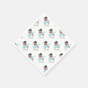 Christmas Napkins Snowman with Guitar
