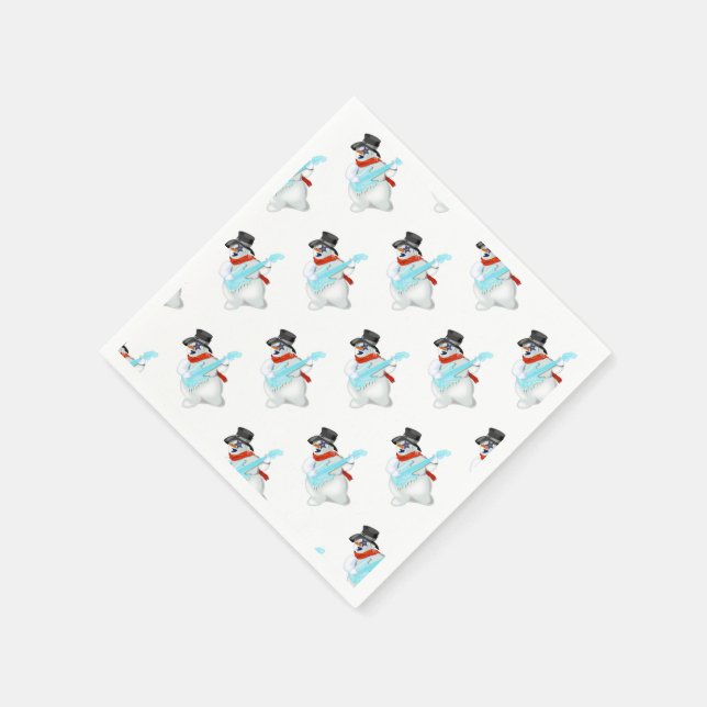 Christmas Napkins Snowman with Guitar (Corner)