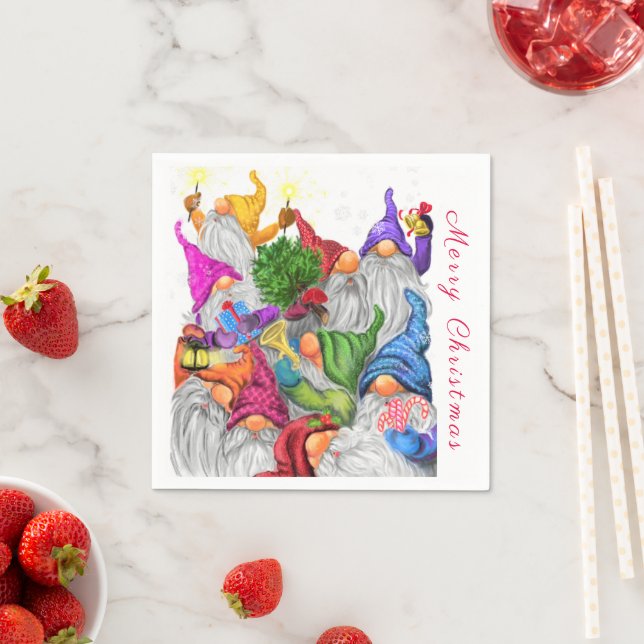 Christmas Napkins with Gnome Party (Insitu)