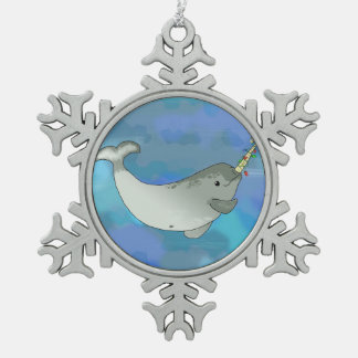 Christmas Narwhal for Charity Snowflake Pewter Christmas Ornament