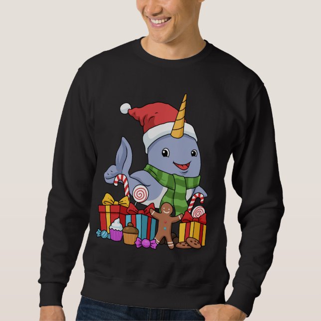 Christmas Narwhal Kids Christmas Gift Narwhal Sweatshirt (Front)