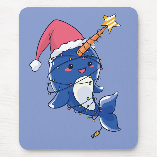 Christmas Narwhale Mouse Pad (Front)