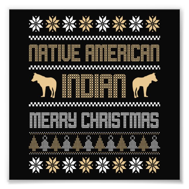 Christmas Native American Indian Merry Xmas Holida Photo Print (Front)
