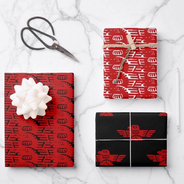 Christmas Native Thunderbird Gift Wrapping Paper Sheets (Front)