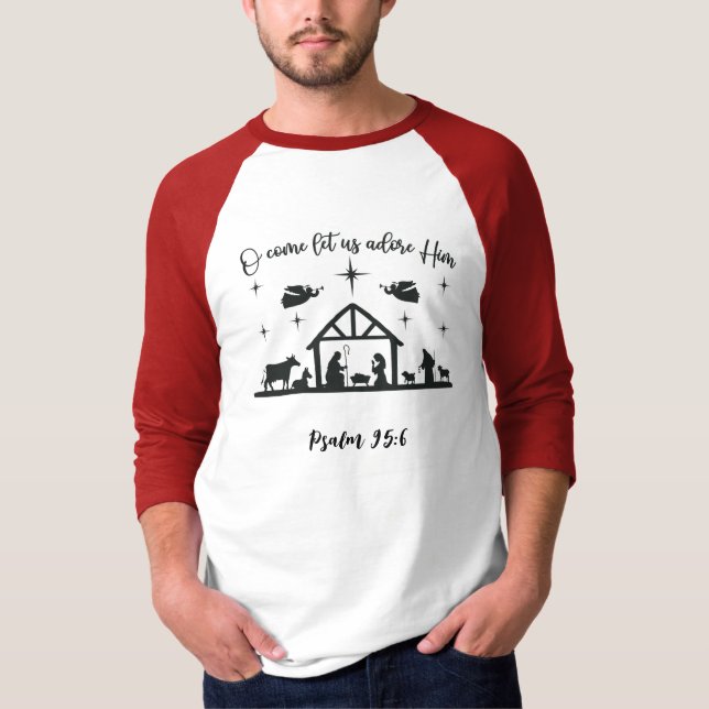 Christmas Nativity 3/4 Sleeve T-Shirt (Front)