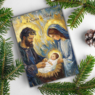 Christmas Nativity "A Savior is Born " Luke2:11 Holiday Card