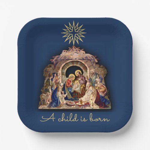 Christmas Nativity Adoration of Baby Jesus Paper Paper Plates