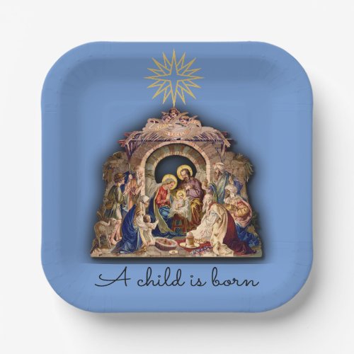 Christmas Nativity Adoration of Baby Jesus Paper Paper Plates