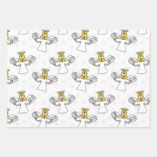 Christmas Nativity Angel Pattern Wrapping Paper Sheets
