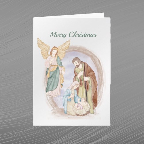 Christmas Nativity Angel Watercolor Holiday Card