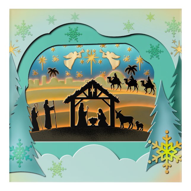 Christmas Nativity Baby Jesus in Manger Scene Acrylic Print (Front)