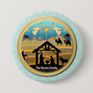 Christmas Nativity Baby Jesus in Manger Scene Button