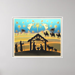 Christmas Nativity Baby Jesus in Manger Scene Canvas Print