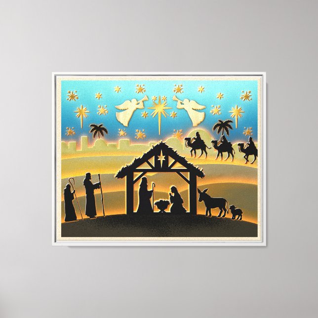 Christmas Nativity Baby Jesus in Manger Scene Canvas Print (Front)