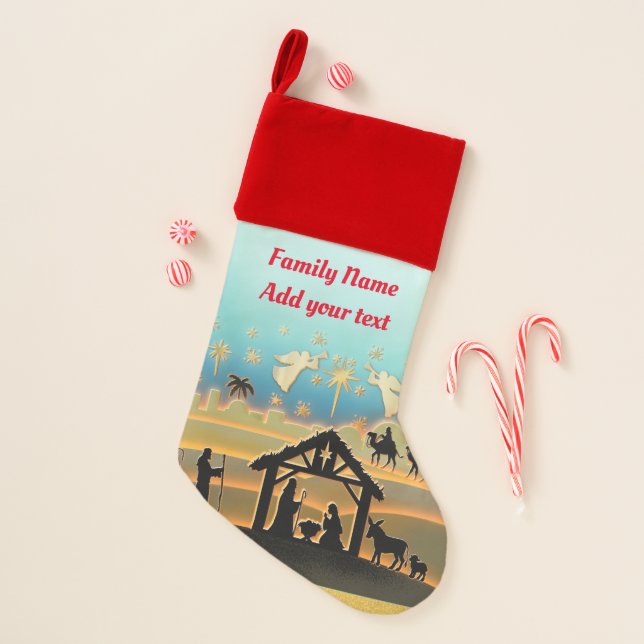 Christmas Nativity Baby Jesus in Manger Scene Christmas Stocking (Front)