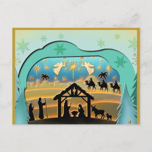 Christmas Nativity Baby Jesus in Manger Scene Holiday Postcard