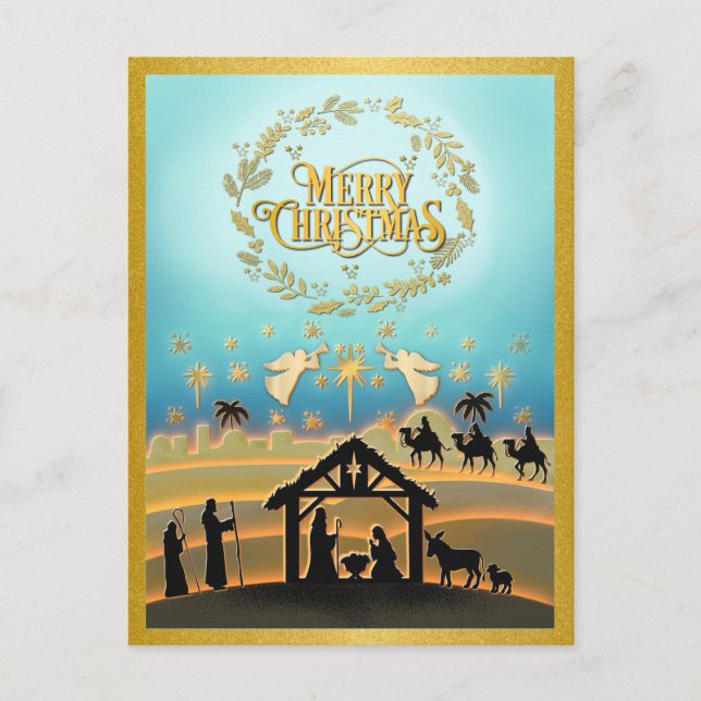 Christmas Nativity Baby Jesus in Manger Scene Holiday Postcard (Front)