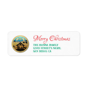 Christmas Nativity Baby Jesus in Manger Scene Label