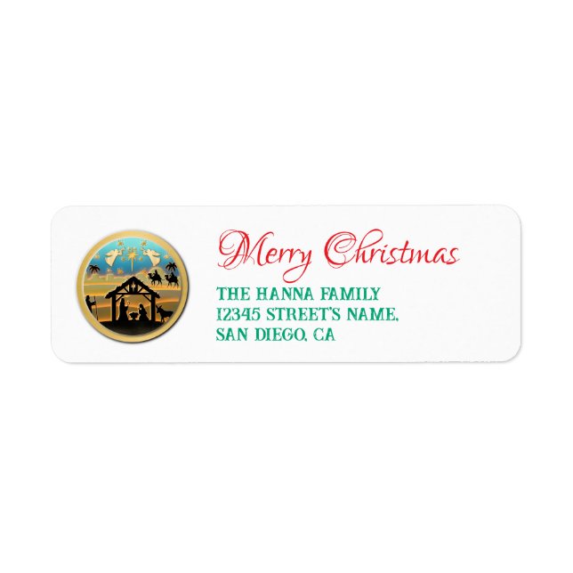 Christmas Nativity Baby Jesus in Manger Scene Label (Front)