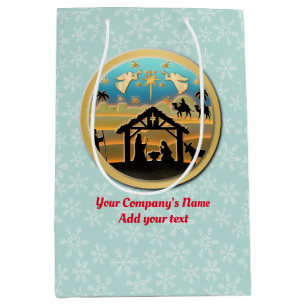 Christmas Nativity Baby Jesus in Manger Scene Medium Gift Bag