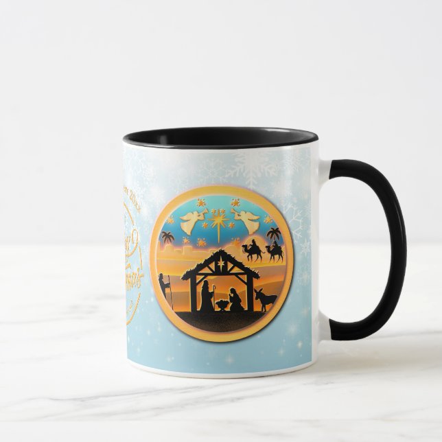 Christmas Nativity Baby Jesus in Manger Scene Mug (Right)