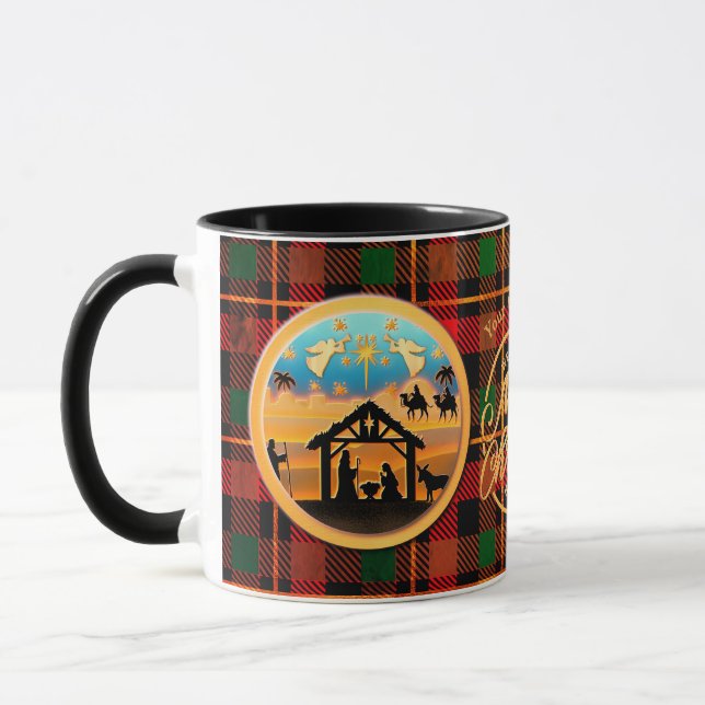 Christmas Nativity Baby Jesus in Manger Scene Mug (Left)