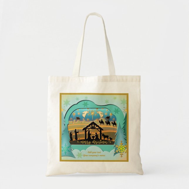 Christmas Nativity Baby Jesus in Manger Scene Tote Bag (Front)