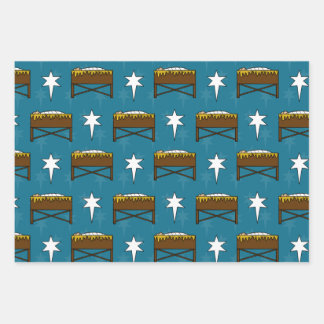 Christmas Nativity Baby Jesus Manger Pattern Wrapping Paper Sheets