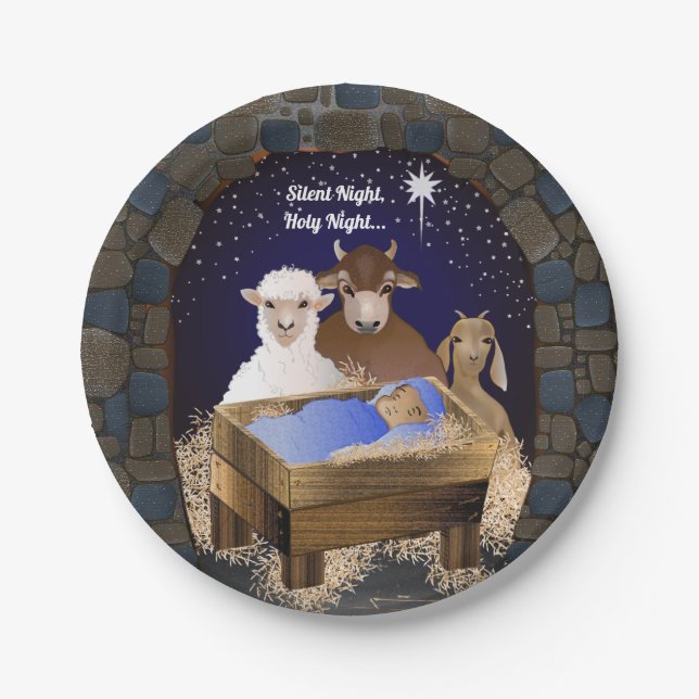 Christmas Nativity Baby Jesus Paper Plates (Front)