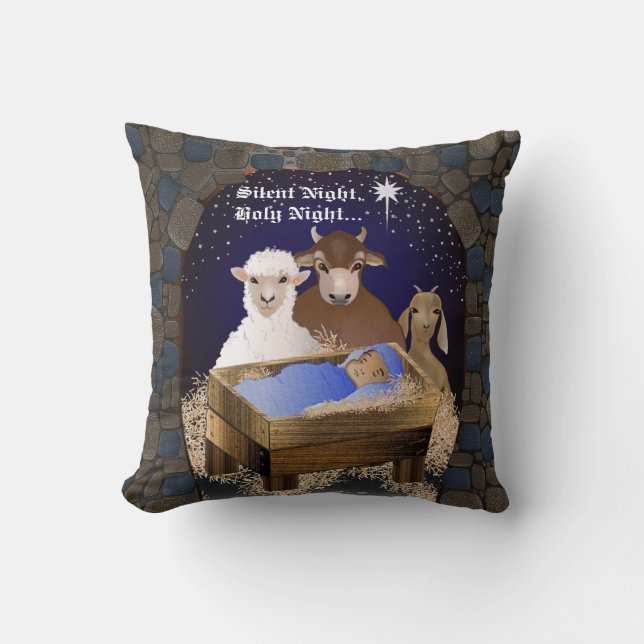 Christmas Nativity Baby Jesus Throw Pillow (Front)