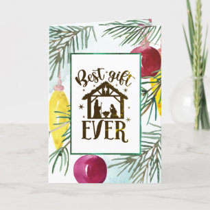 Christmas Nativity Best Gift Ever Vintage Tree Holiday Card