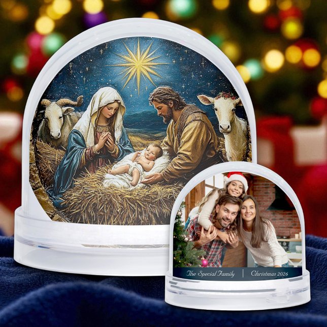 Christmas Nativity Bible Verse, Family Photo Snow Globe (Creator Uploaded)