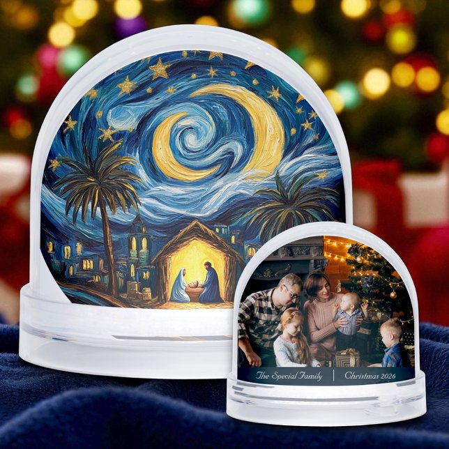 Christmas Nativity Bible Verse, Family Photo Snow Globe (Creator Uploaded)